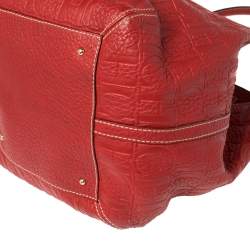 Pre Owned Carolina Herrera Red Monogram Leather Hobo