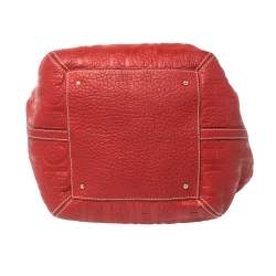 Pre Owned Carolina Herrera Red Monogram Leather Hobo