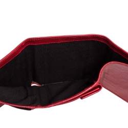 Pre Owned Carolina Herrera Red Monogram Embossed Leather Trifold Wallet