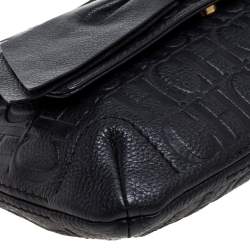 Pre Owned Carolina Herrera Black Monogram Leather Audrey Shoulder Bag