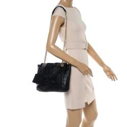 Pre Owned Carolina Herrera Black Monogram Leather Audrey Shoulder Bag