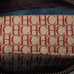 Pre Owned Carolina Herrera Light Blue Embossed Leather Andy Boston Bag