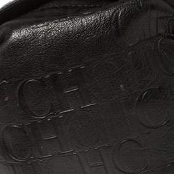 Pre Owned Carolina Herrera Black Monogram Leather Satchel