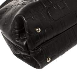 Pre Owned Carolina Herrera Black Monogram Leather Satchel