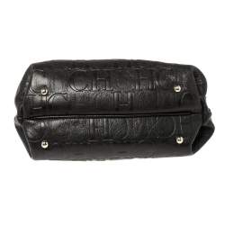 Pre Owned Carolina Herrera Black Monogram Leather Satchel