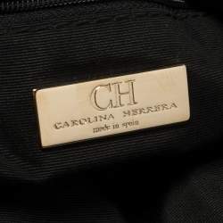 Pre Owned Carolina Herrera Black Monogram Leather Satchel