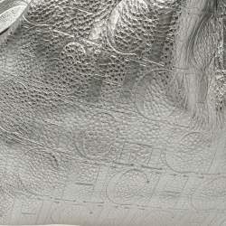 Pre Owned Carolina Herrera Metallic Silver Monogram Leather Matryoshka Tote