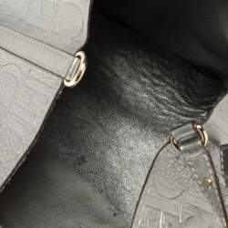 Pre Owned Carolina Herrera Metallic Silver Monogram Leather Matryoshka Tote