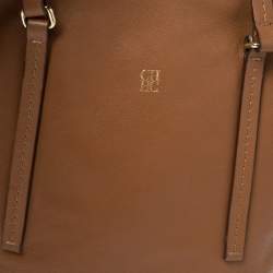 Pre Owned Carolina Herrera Brown Leather Top Zip Tote