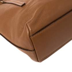 Pre Owned Carolina Herrera Brown Leather Top Zip Tote