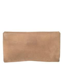 Pre Owned Carolina Herrera Beige Nubuck Chain Clutch