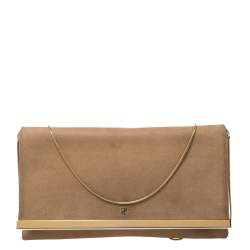 Pre Owned Carolina Herrera Beige Nubuck Chain Clutch