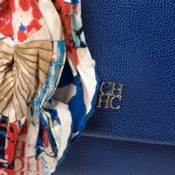 Pre Owned Carolina Herrera Blue Leather Minuetto Flap Top Handle Bag