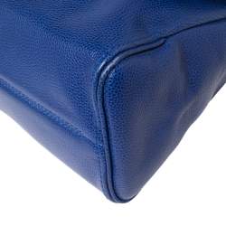 Pre Owned Carolina Herrera Blue Leather Minuetto Flap Top Handle Bag