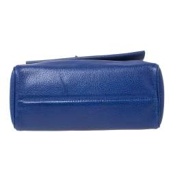 Pre Owned Carolina Herrera Blue Leather Minuetto Flap Top Handle Bag