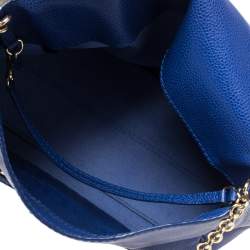 Pre Owned Carolina Herrera Blue Leather Minuetto Flap Top Handle Bag