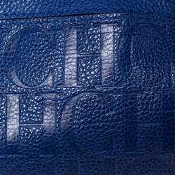 Pre Owned Carolina Herrera Blue Leather Minuetto Flap Top Handle Bag