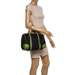 Pre Owned Carolina Herrera Multicolor Signature Canvas and Leather Andy Boston Bag