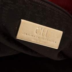 Pre Owned Carolina Herrera Crimson Red Leather Flap Chain Shoulder Bag