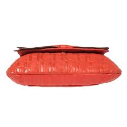 Pre Owned Carolina Herrera Orange Monogram Leather Audrey Shoulder Bag