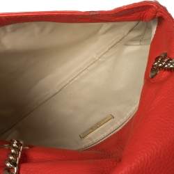 Pre Owned Carolina Herrera Orange Monogram Leather Audrey Shoulder Bag