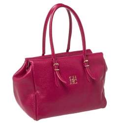 Pre Owned Carolina Herrera Fuchsia Leather Satchel