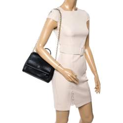 Pre Owned Carolina Herrera Black Leather Mini Minuetto Flap Bag