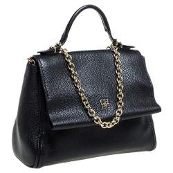 Pre Owned Carolina Herrera Black Leather Mini Minuetto Flap Bag