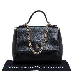 Pre Owned Carolina Herrera Black Leather Mini Minuetto Flap Bag