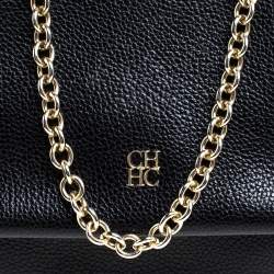 Pre Owned Carolina Herrera Black Leather Mini Minuetto Flap Bag