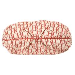 Pre Owned Carolina Herrera Red Signature Canvas and Leather Double Strap Hobo