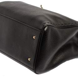 Pre Owned Carolina Herrera Black Leather Charm Tote