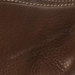 Pre Owned Carolina Herrera Dark Brown Monogram Embossed Leather Tote