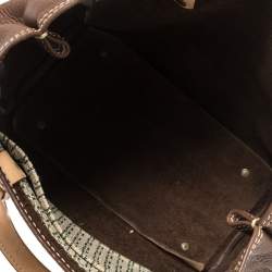 Pre Owned Carolina Herrera Dark Brown Monogram Embossed Leather Tote