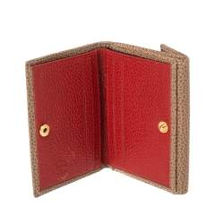 Pre Owned Carolina Herrera Beige Leather Card Holder Wallet