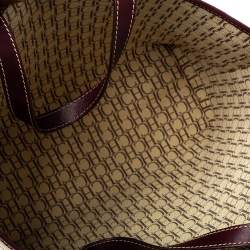 Pre Owned Carolina Herrera Multicolor Floral Print Leather Shopper Tote