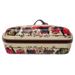 Pre Owned Carolina Herrera Multicolor Floral Print Leather Shopper Tote