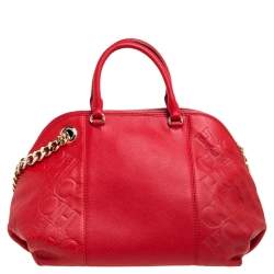 Pre Owned Carolina Herrera Red Leather Dahlia Satchel