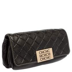 Pre Owned Carolina Herrera Black Quilted Leather Clutch