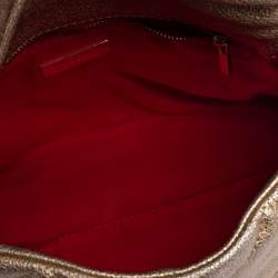 Pre Owned Carolina Herrera Metallic Gold Quilted Leather Flap Chain Shoulder Bag