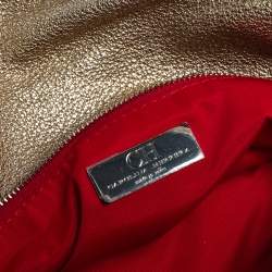 Pre Owned Carolina Herrera Metallic Gold Quilted Leather Flap Chain Shoulder Bag