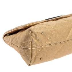 Pre Owned Carolina Herrera Metallic Gold Quilted Leather Flap Chain Shoulder Bag