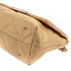 Pre Owned Carolina Herrera Metallic Gold Quilted Leather Flap Chain Shoulder Bag