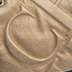 Pre Owned Carolina Herrera Metallic Gold Quilted Leather Flap Chain Shoulder Bag