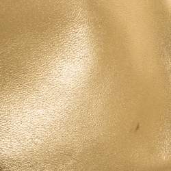 Pre Owned Carolina Herrera Gold Leather Flap Logo Clutch