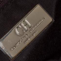 Pre Owned Carolina Herrera Gold Leather Flap Logo Clutch