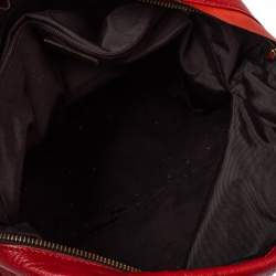 Pre Owned Carolina Herrera Red Monogram Leather Dome Satchel