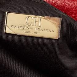 Pre Owned Carolina Herrera Red Monogram Leather Dome Satchel