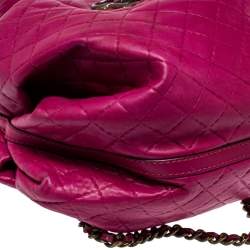 Pre Owned Carolina Herrera Fuchsia Quilted Leather Bowler Bag