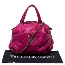 Pre Owned Carolina Herrera Fuchsia Quilted Leather Bowler Bag